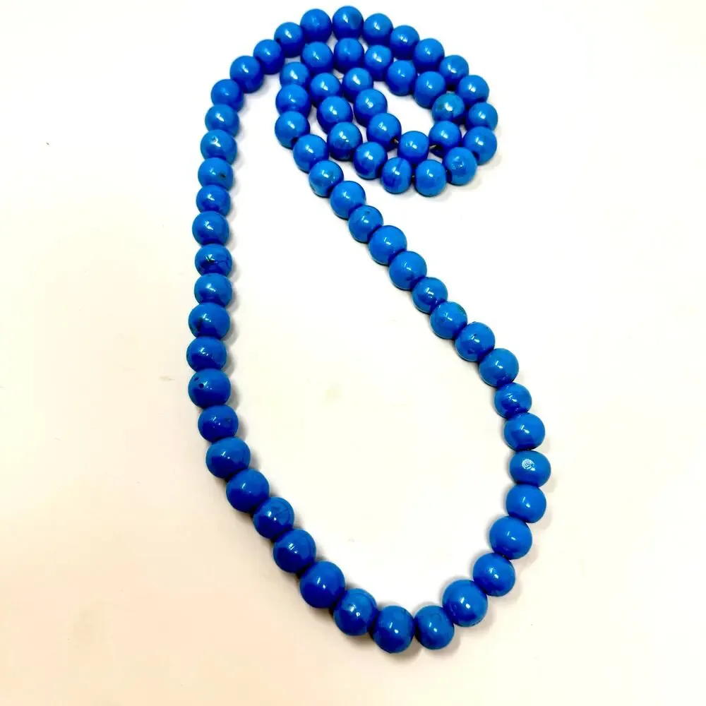 African Trade Beads Bright Blue Clay Ceramic Likely Krobo Vintage